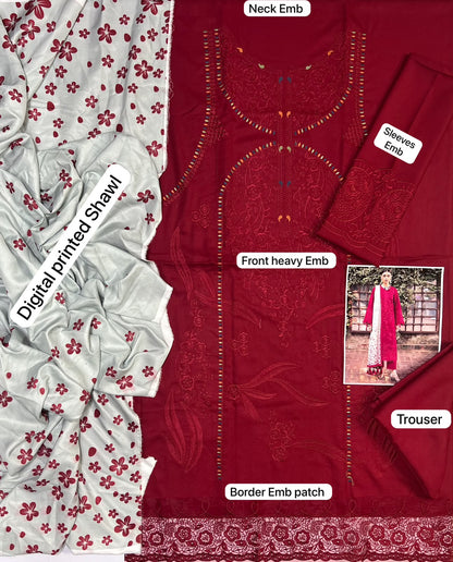 Jazmine DHANAK  EMBROIDERED 3 PCS
