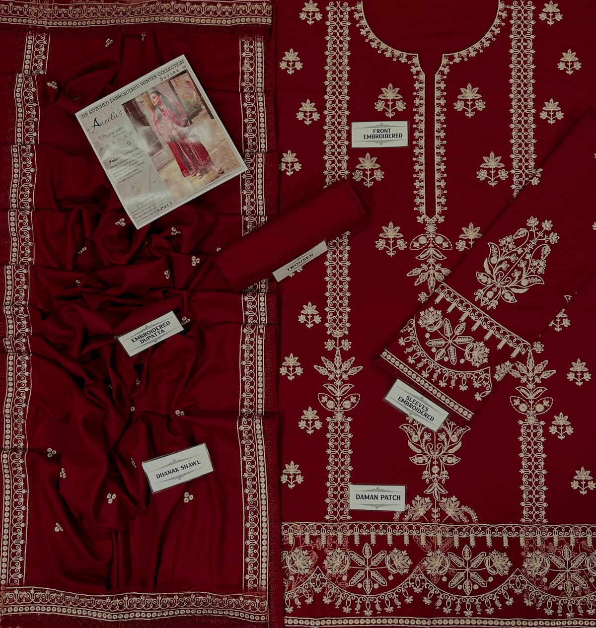 ANEELAS DHANAK EMBROIDERED 3 PCS