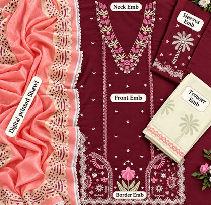 ETHNIC DHNAK EMBROIDERED 3PCS