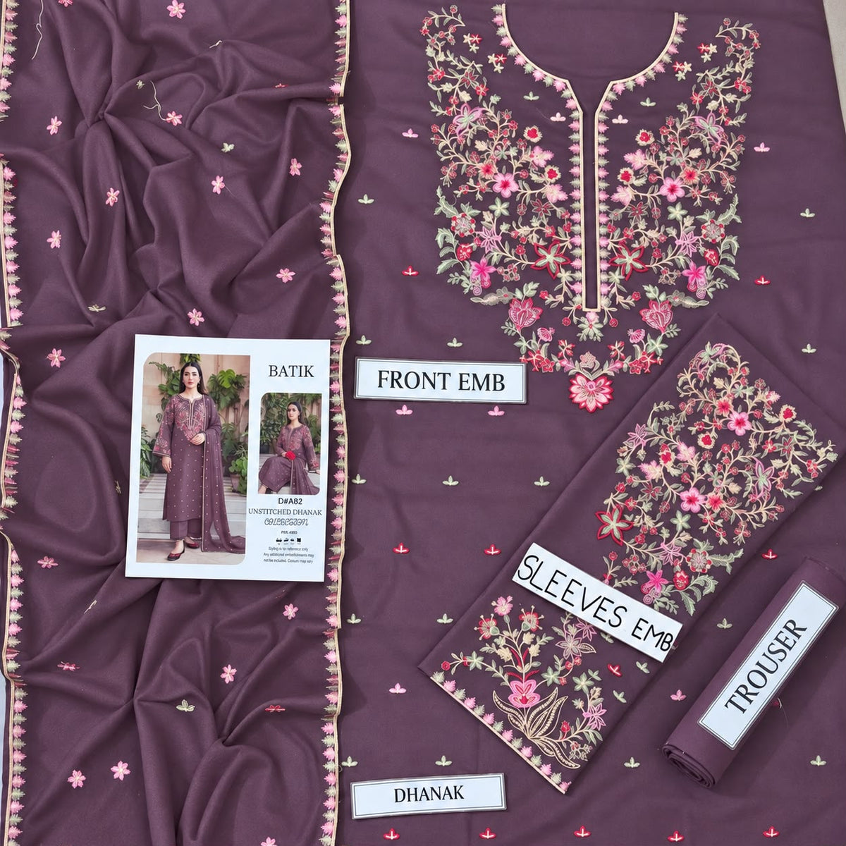 BATIK Dhanak Embroidered 3 PCS