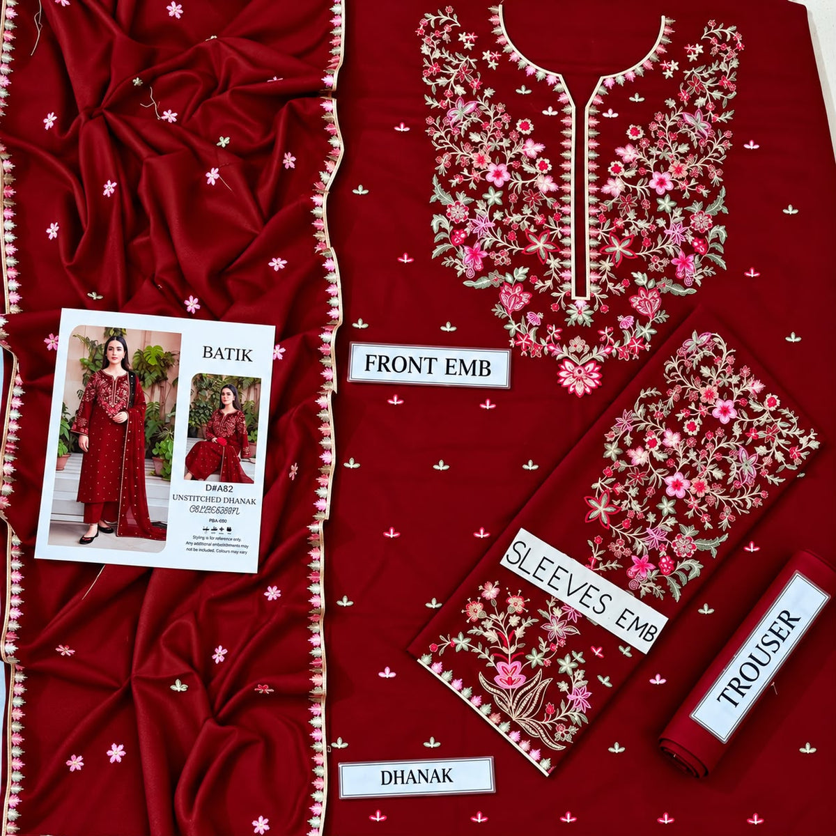 BATIK Dhanak Embroidered 3 PCS