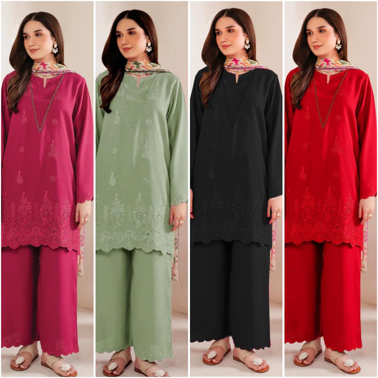 Sapphire Dhanak Embroidered 3 pcs