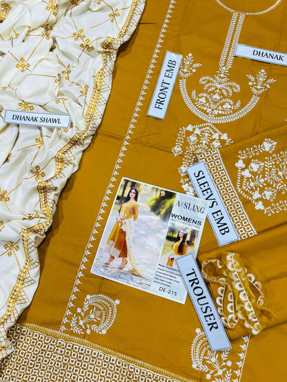 Aisling Dhanak Embroidered 3 PCS