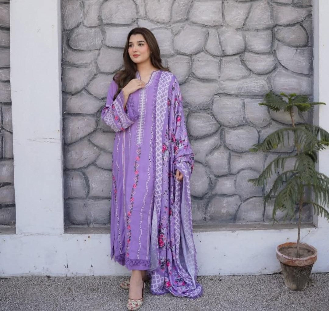 ANEELAS LAWN EMBROIDERED 3 PCS
