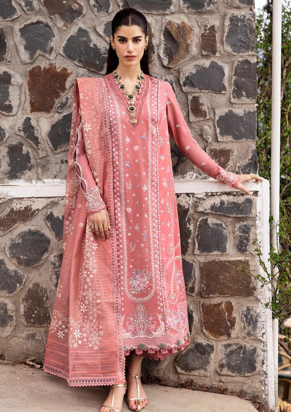 QALAMKAR Lawn Embroidered 3 pcs