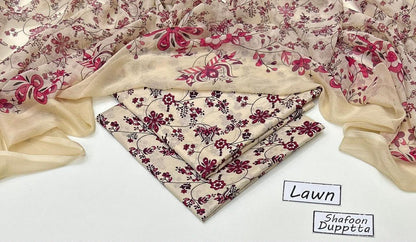 MAHROSH Bin Saeed Printed Lawn 3 Piece Suit – BSL-002
