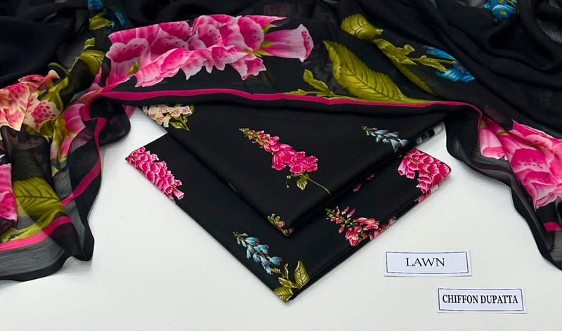 MAHROSH Bin Saeed Printed Lawn 3 Piece Suit – BSL-004