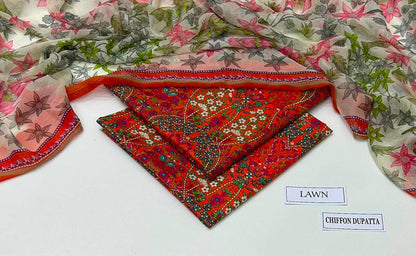 MAHROSH Bin Saeed Printed Lawn 3 Piece Suit – BSL-006