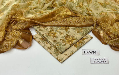 MAHROSH Bin Saeed Printed Lawn 3 Piece Suit – BSL-011