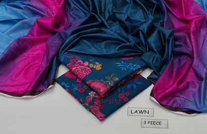 MAHROSH Bin Saeed Printed Lawn 3 Piece Suit – BSL-016