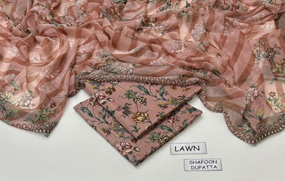 MAHROSH Bin Saeed Printed Lawn 3 Piece Suit – BSL-017