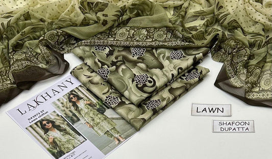 MAHROSH Bin Saeed Printed Lawn 3 Piece Suit – BSL-021