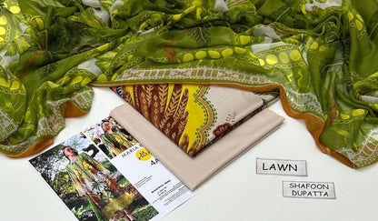 MAHROSH Bin Saeed Printed Lawn 3 Piece Suit – BSL-021
