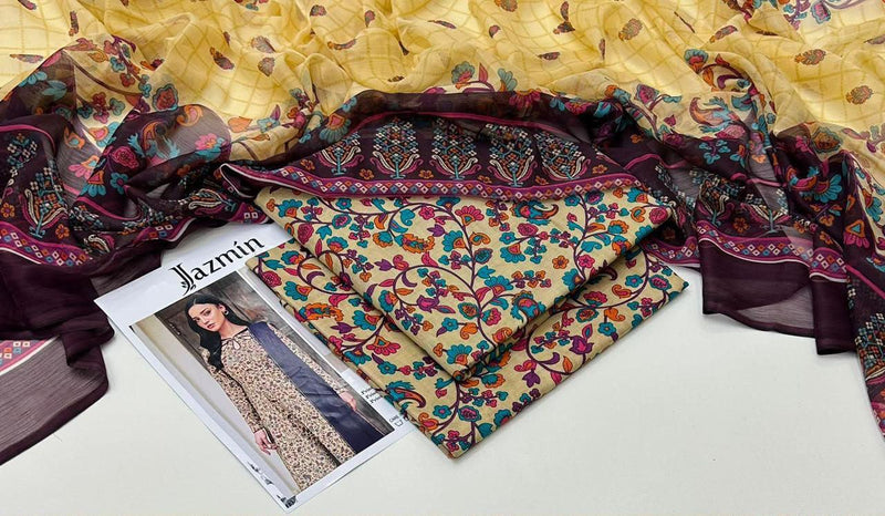 MAHROSH Bin Saeed Printed Lawn 3 Piece Suit – BSL-024