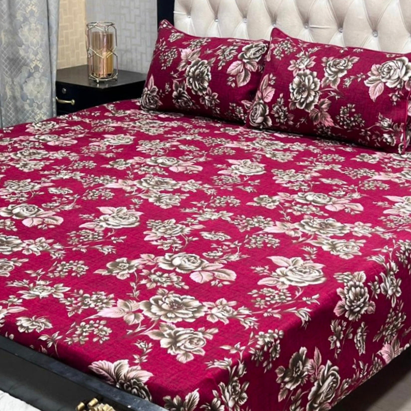 MAHROSH 3D Crystal Cotton Bedsheet - Design 009