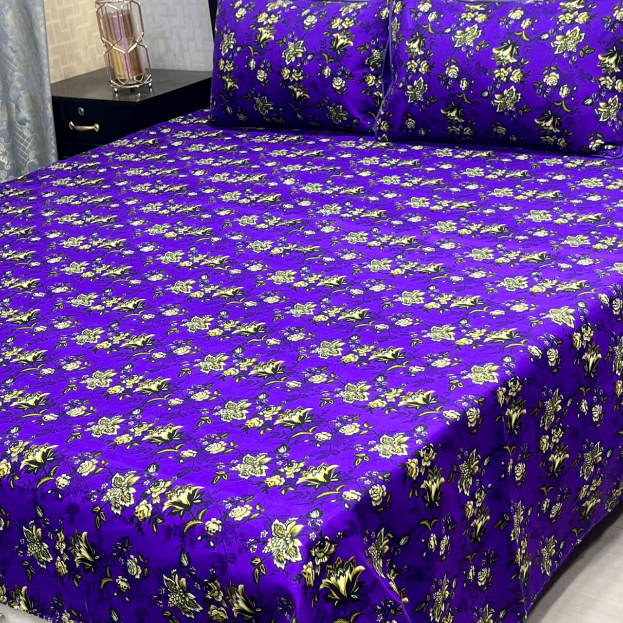 MAHROSH 3D Crystal Cotton Bedsheet - Design 038