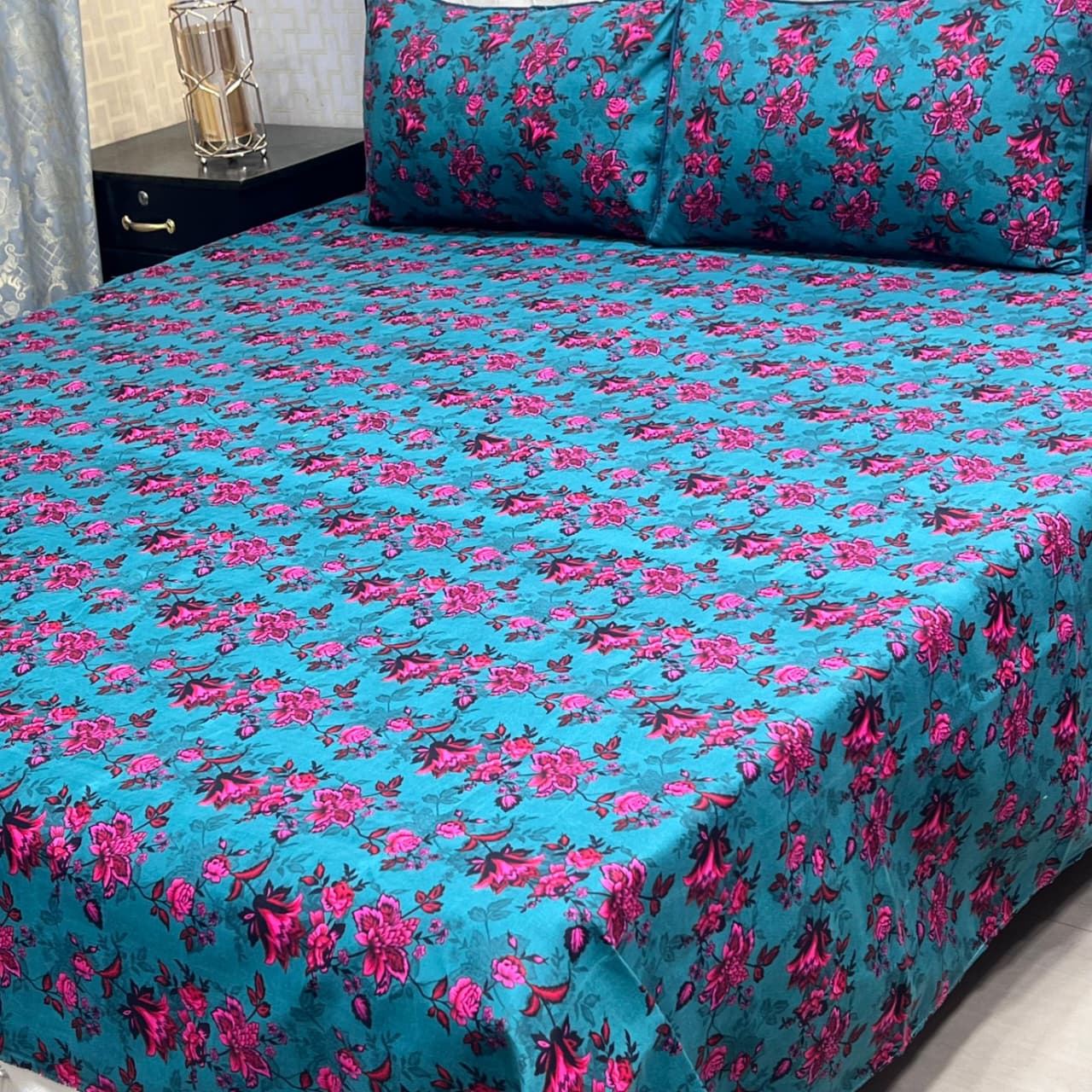 MAHROSH 3D Crystal Cotton Bedsheet - Design 032