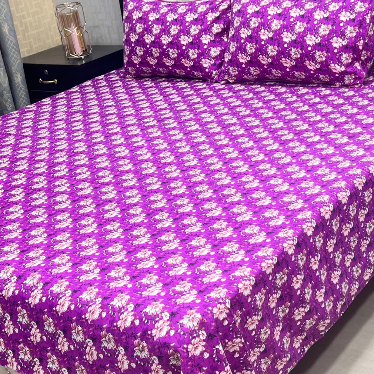 MAHROSH 3D Crystal Cotton Bedsheet - Design 027