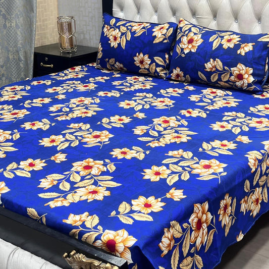 MAHROSH 3D Crystal Cotton Bedsheet - Design 054