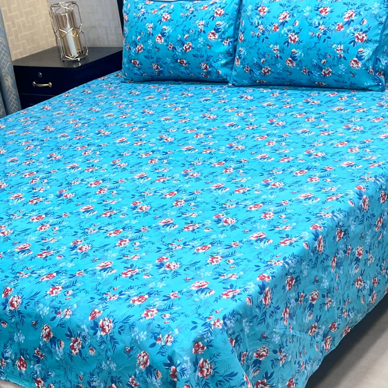 MAHROSH 3D Crystal Cotton Bedsheet - Design 041