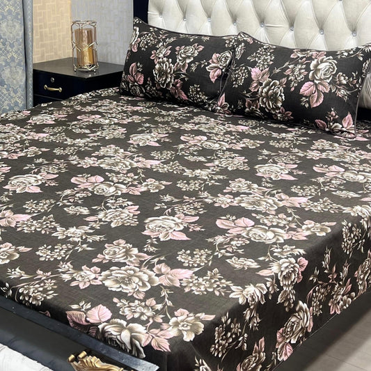 MAHROSH 3D Crystal Cotton Bedsheet - Design 019