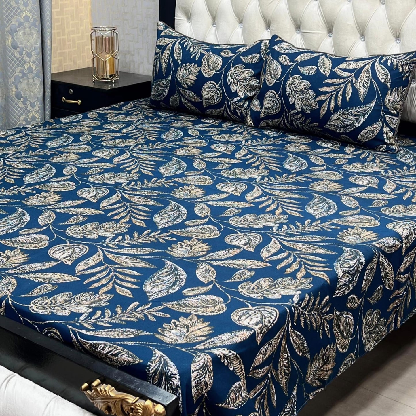 MAHROSH 3D Crystal Cotton Bedsheet - Design 013
