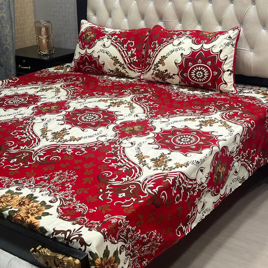 MAHROSH 3D Crystal Cotton Bedsheet - Design 046