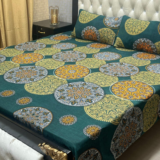 MAHROSH 3D Crystal Cotton Bedsheet - Design 025