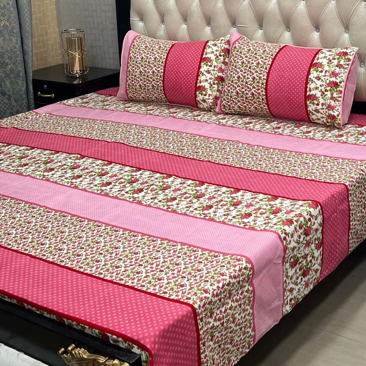 MAHROSH 3D Crystal Cotton Bedsheet - Design 037
