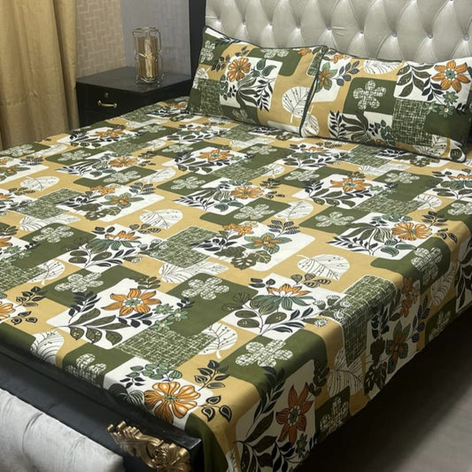MAHROSH 3D Crystal Cotton Bedsheet - Design 076