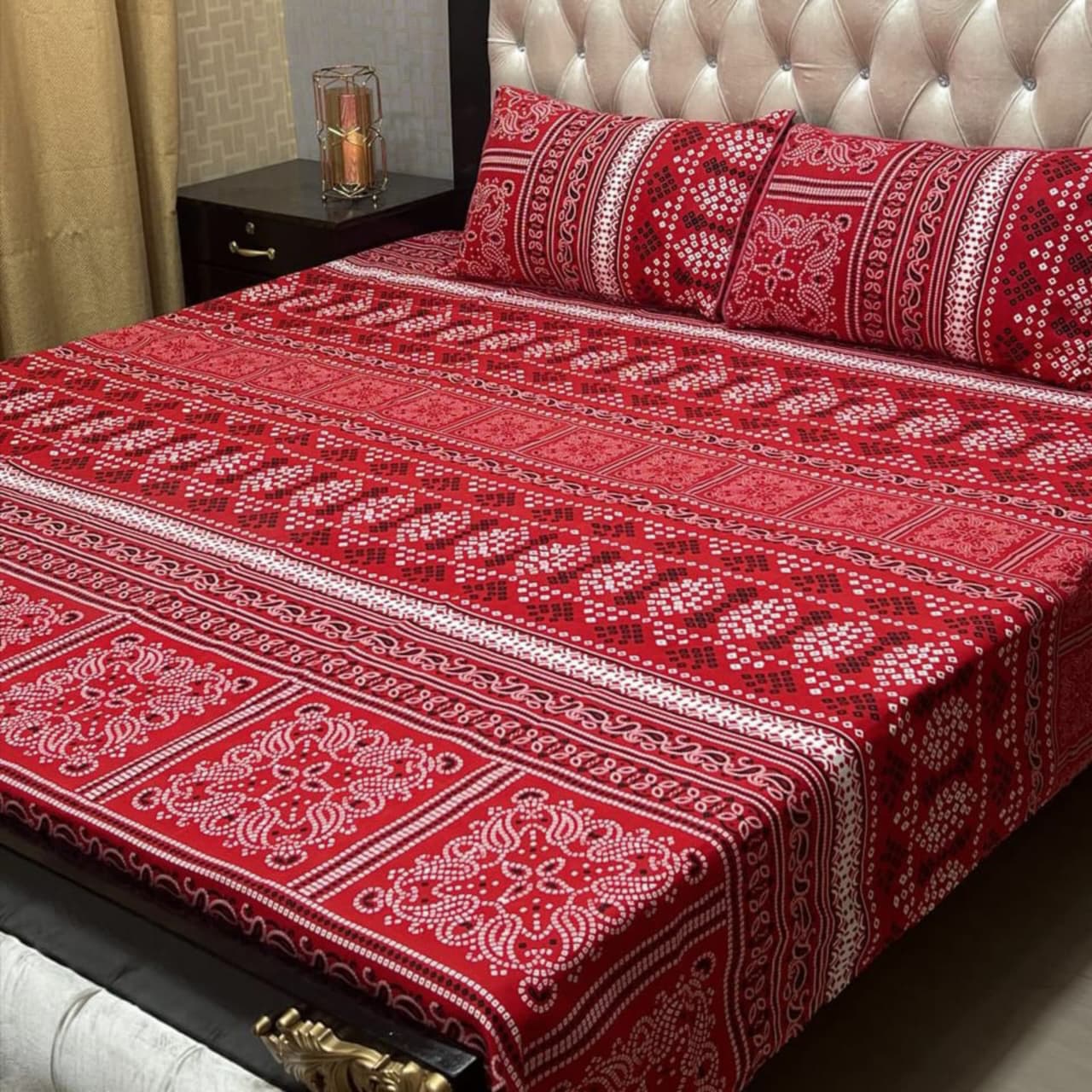 MAHROSH 3D Crystal Cotton Bedsheet - Design 049