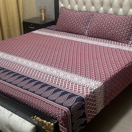 MAHROSH 3D Crystal Cotton Bedsheet - Design 052