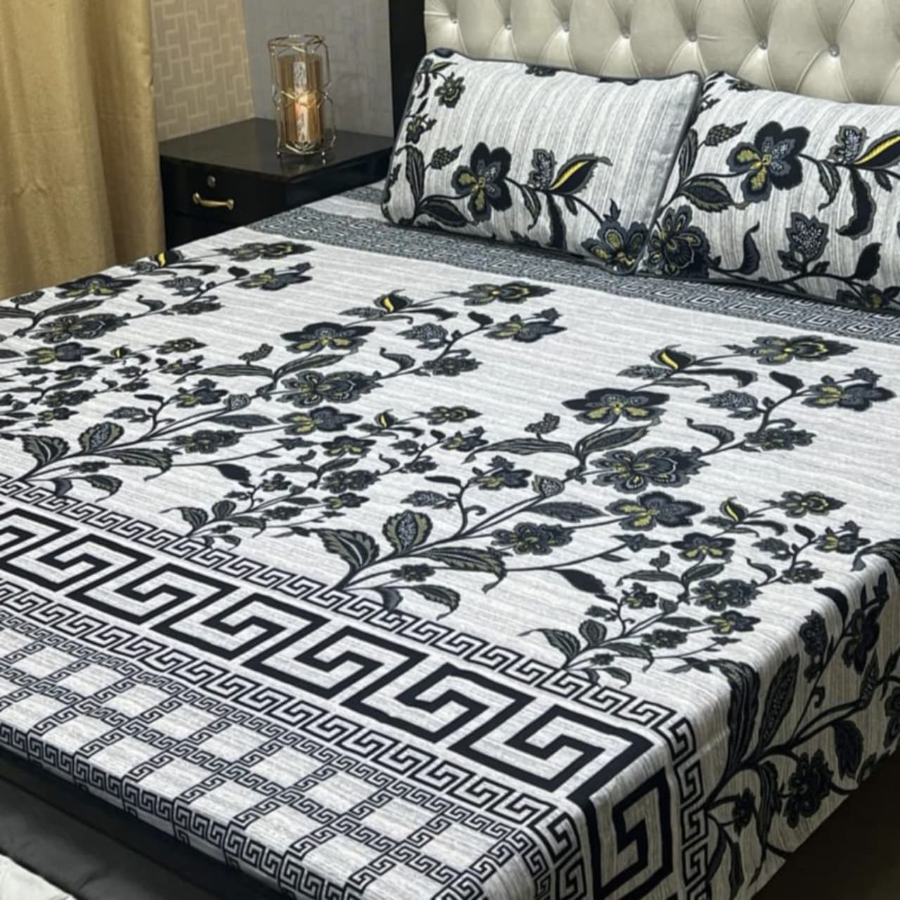 MAHROSH 3D Crystal Cotton Bedsheet - Design 082