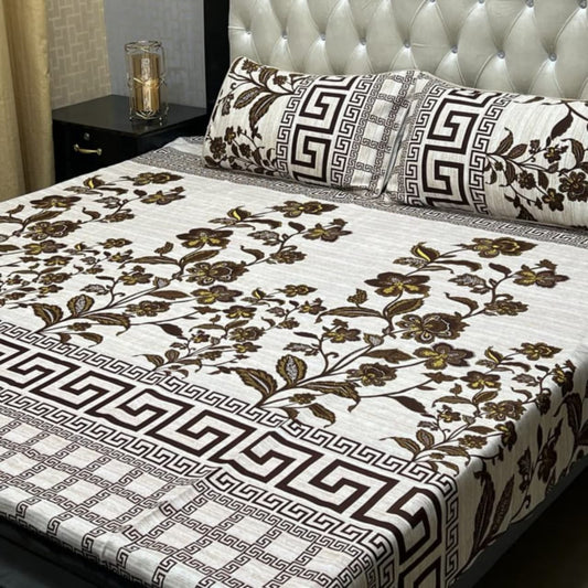 MAHROSH 3D Crystal Cotton Bedsheet - Design 066