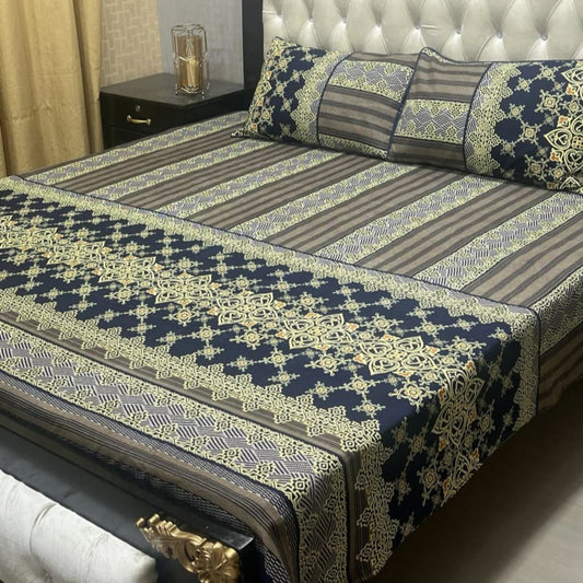 MAHROSH 3D Crystal Cotton Bedsheet - Design 059