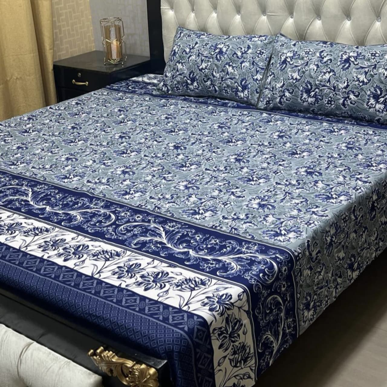 MAHROSH 3D Crystal Cotton Bedsheet - Design 058
