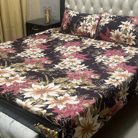 MAHROSH 3D Crystal Cotton Bedsheet - Design 075