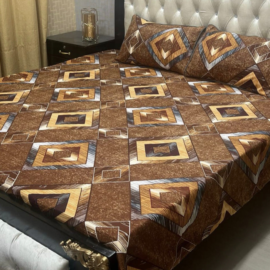 MAHROSH 3D Crystal Cotton Bedsheet - Design 003