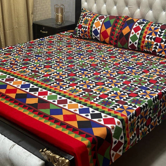 MAHROSH 3D Crystal Cotton Bedsheet - Design 004