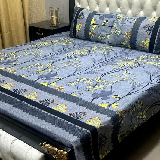 MAHROSH 3D Crystal Cotton Bedsheet - Design 065