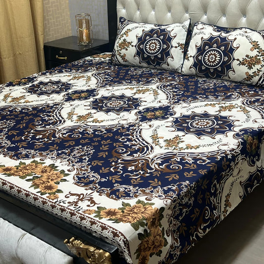 MAHROSH 3D Crystal Cotton Bedsheet - Design 039