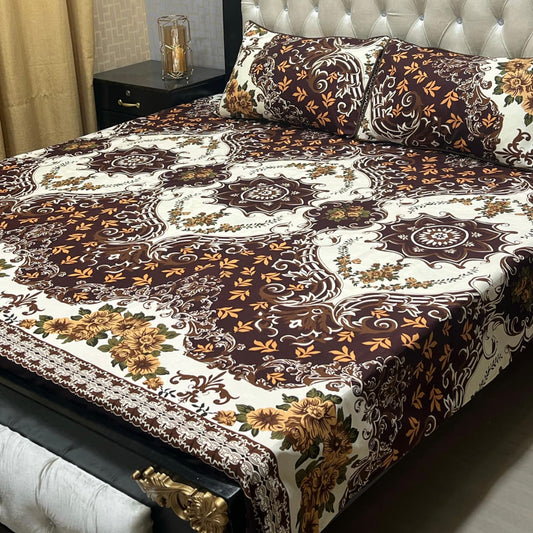 MAHROSH 3D Crystal Cotton Bedsheet - Design 040