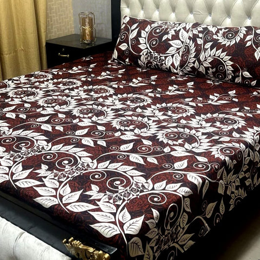 MAHROSH 3D Crystal Cotton Bedsheet - Design 072