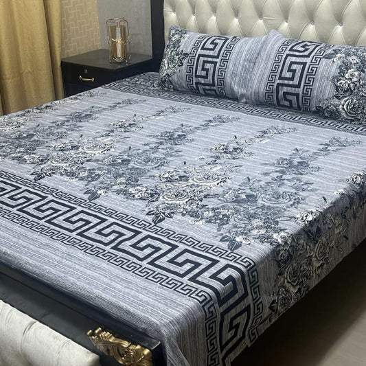 MAHROSH 3D Crystal Cotton Bedsheet - Design 073