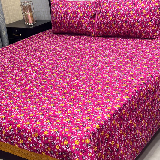 MAHROSH 3D Crystal Cotton Bedsheet - Design 018