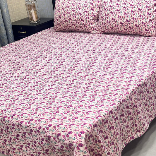 MAHROSH 3D Crystal Cotton Bedsheet - Design 023