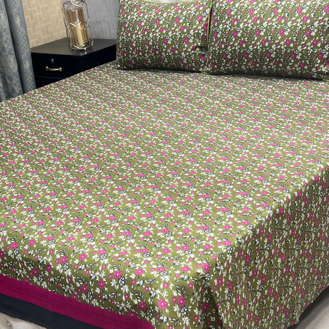 MAHROSH 3D Crystal Cotton Bedsheet - Design 024
