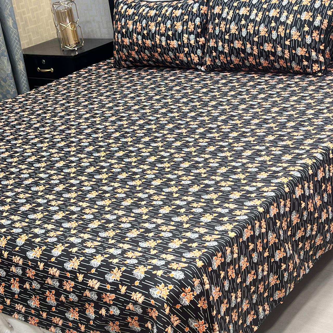 MAHROSH 3D Crystal Cotton Bedsheet - Design 010