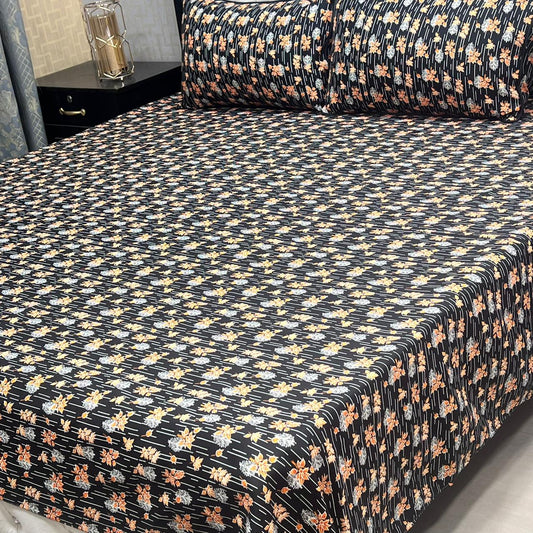 MAHROSH 3D Crystal Cotton Bedsheet - Design 010