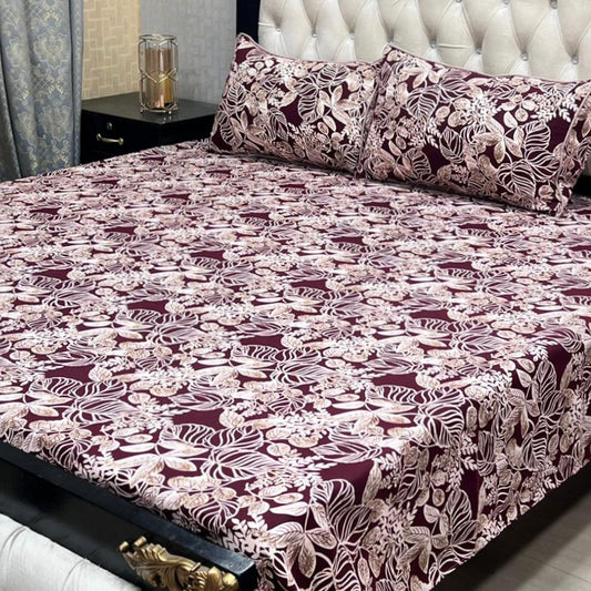 MAHROSH 3D Crystal Cotton Bedsheet - Design 005